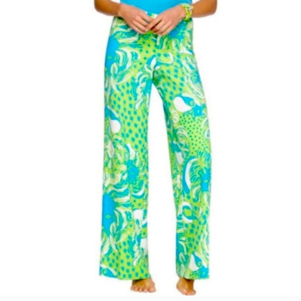 Lilly Pulitzer Bianca Pant Sz 2 Roar Of The Jungle Print Wide Leg